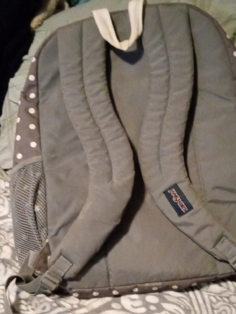 Jansport Gray Polka Dot Backpack with White Accents - Picture 2 of 2